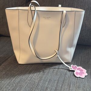 White Kate Spade Saffiano Leather Dana Tote Parchment